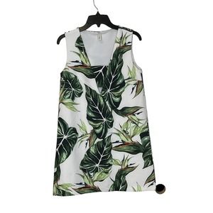 State Of Being Palm‎ Leaf Holiday Mini Shift Dress Cut Out V-Neck Lined Women XS